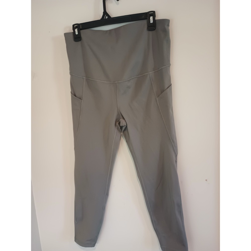 GapFit Maternity Leggings Size Medium Gray Blackout Technology Side Pockets - Picture 1 of 8
